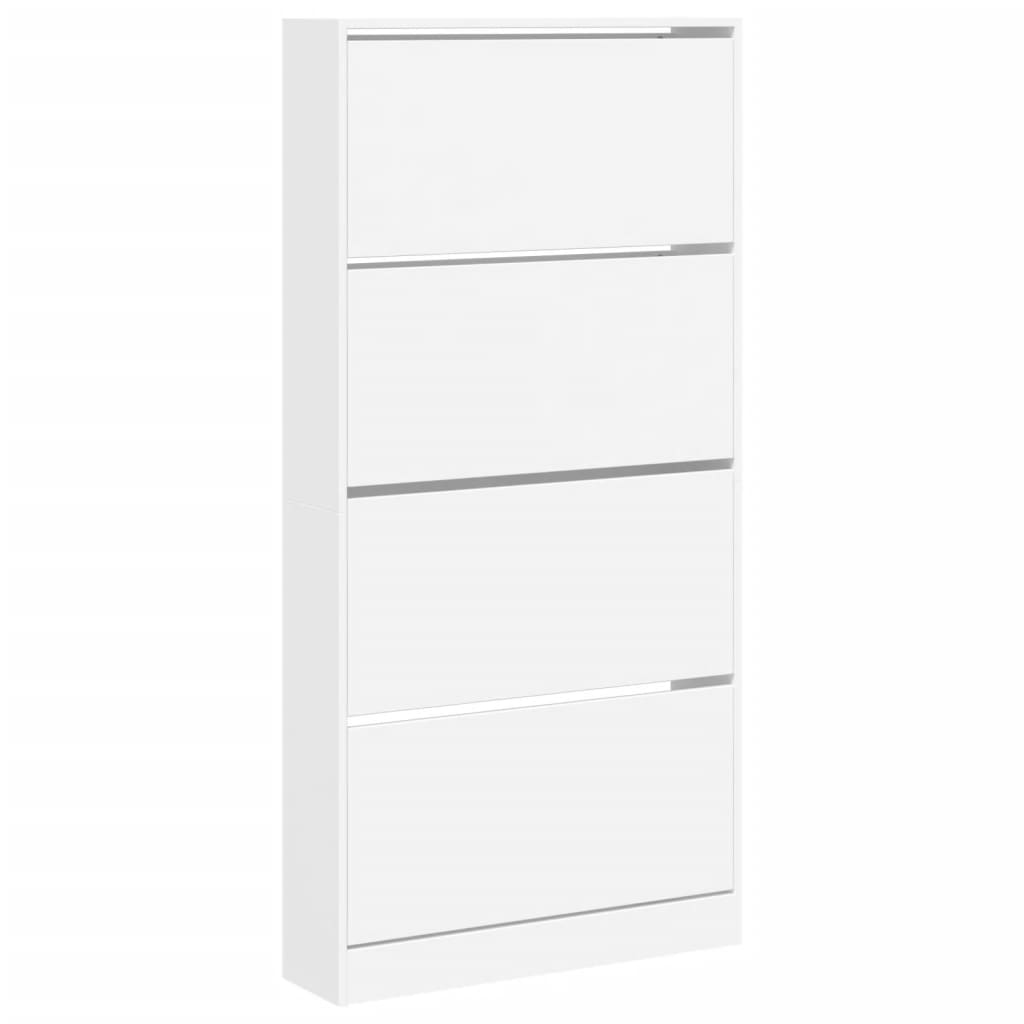 vidaXL Shoe Cabinet with 4 Flip-Drawers White 80x21x163.5 cm 2