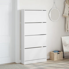 vidaXL Shoe Cabinet with 4 Flip-Drawers White 80x21x163.5 cm 3