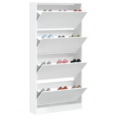 vidaXL Shoe Cabinet with 4 Flip-Drawers White 80x21x163.5 cm 4