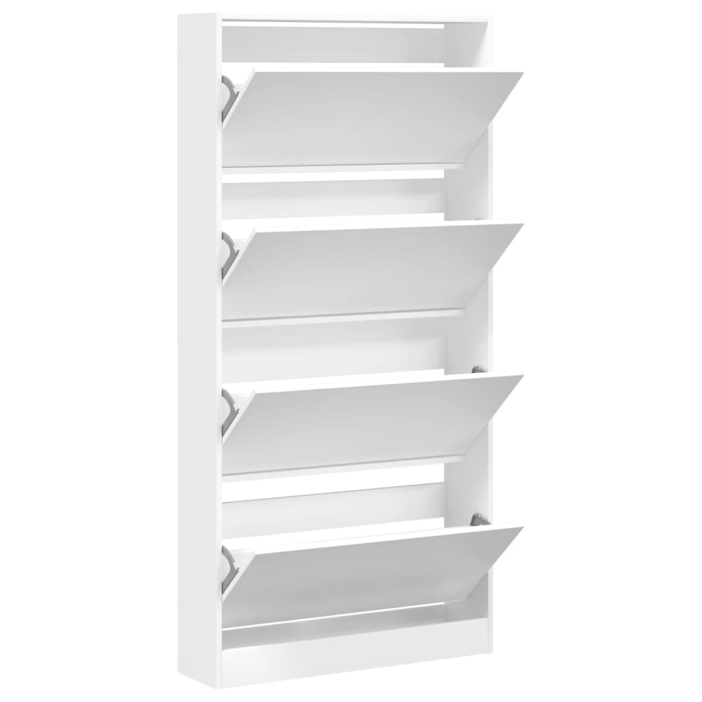 vidaXL Shoe Cabinet with 4 Flip-Drawers White 80x21x163.5 cm 5