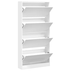 vidaXL Shoe Cabinet with 4 Flip-Drawers White 80x21x163.5 cm 5