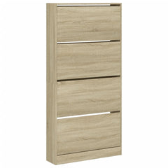 vidaXL Shoe Cabinet with 4 Flip-Drawers Sonoma Oak 80x21x163.5 cm 2