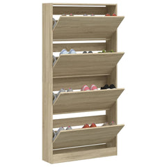vidaXL Shoe Cabinet with 4 Flip-Drawers Sonoma Oak 80x21x163.5 cm 4