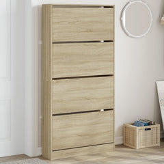 vidaXL Shoe Cabinet with 4 Flip-Drawers Sonoma Oak 80x21x163.5 cm 1