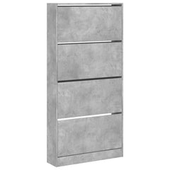vidaXL Shoe Cabinet with 4 Flip-Drawers Concrete Grey 80x21x163.5 cm 2