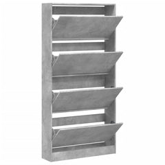 vidaXL Shoe Cabinet with 4 Flip-Drawers Concrete Grey 80x21x163.5 cm 5