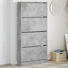 vidaXL Shoe Cabinet with 4 Flip-Drawers Concrete Grey 80x21x163.5 cm 1