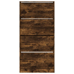 vidaXL Shoe Cabinet with 4 Flip-Drawers Smoked Oak 80x21x163.5 cm 6