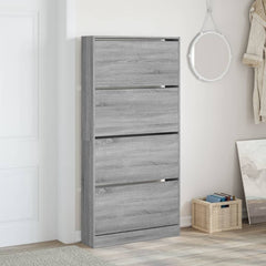 vidaXL Shoe Cabinet with 4 Flip-Drawers Grey Sonoma 80x21x163.5 cm 3