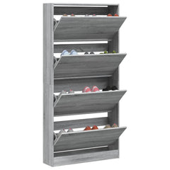 vidaXL Shoe Cabinet with 4 Flip-Drawers Grey Sonoma 80x21x163.5 cm 4