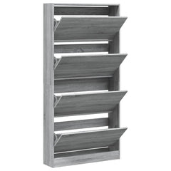 vidaXL Shoe Cabinet with 4 Flip-Drawers Grey Sonoma 80x21x163.5 cm 5