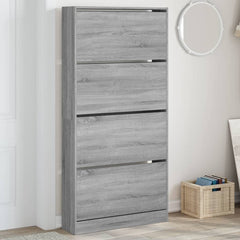 vidaXL Shoe Cabinet with 4 Flip-Drawers Grey Sonoma 80x21x163.5 cm 1