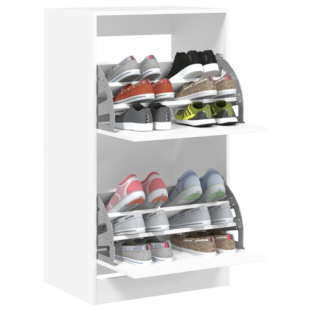 vidaXL Shoe Cabinet with 2 Flip-Drawers White 60x42x108 cm 4