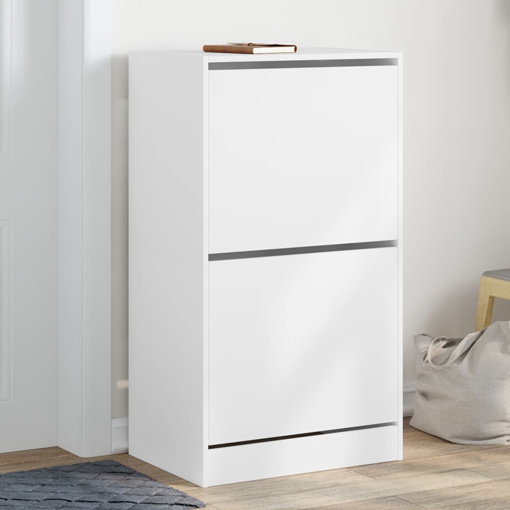 vidaXL Shoe Cabinet with 2 Flip-Drawers White 60x42x108 cm 1