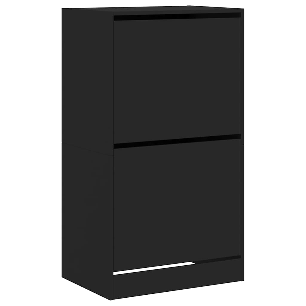 vidaXL Shoe Cabinet with 2 Flip-Drawers Black 60x42x108 cm 2