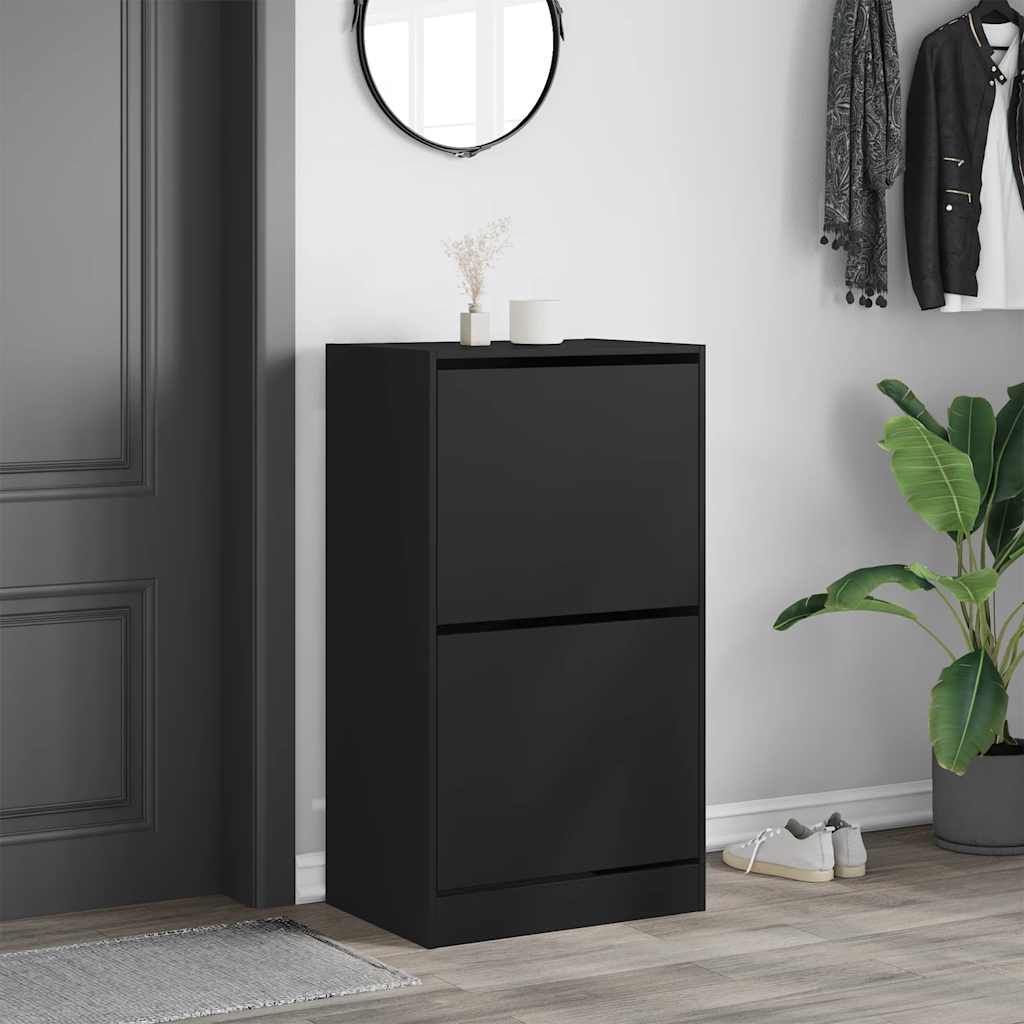 vidaXL Shoe Cabinet with 2 Flip-Drawers Black 60x42x108 cm 3