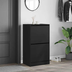 vidaXL Shoe Cabinet with 2 Flip-Drawers Black 60x42x108 cm 3