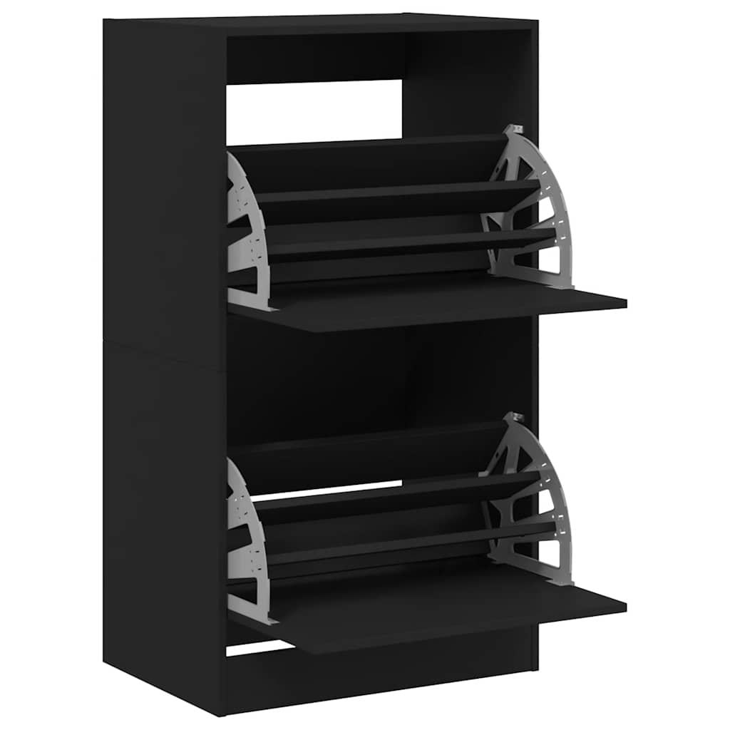 vidaXL Shoe Cabinet with 2 Flip-Drawers Black 60x42x108 cm 5