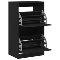vidaXL Shoe Cabinet with 2 Flip-Drawers Black 60x42x108 cm 5
