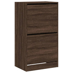 vidaXL Shoe Cabinet with 2 Flip-Drawers Brown Oak 60x42x108 cm 2