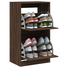 vidaXL Shoe Cabinet with 2 Flip-Drawers Brown Oak 60x42x108 cm 4