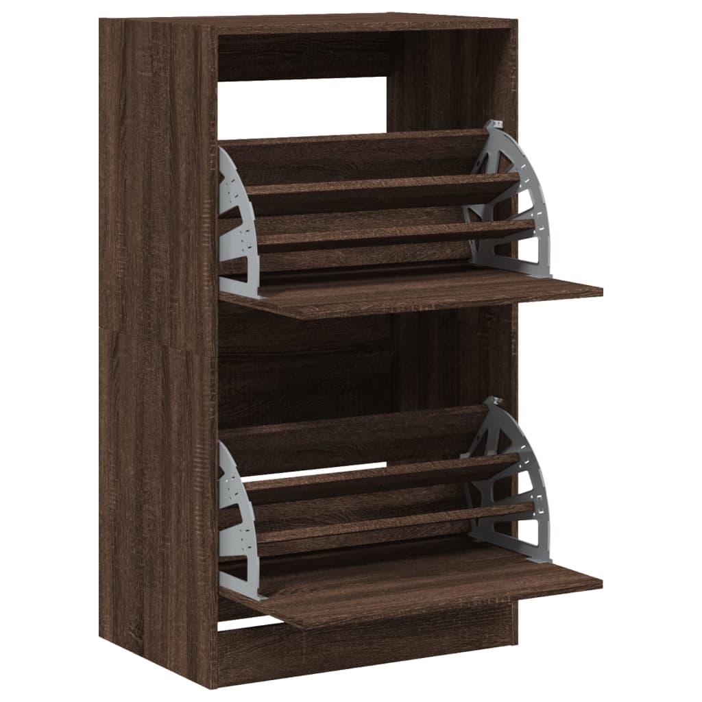 vidaXL Shoe Cabinet with 2 Flip-Drawers Brown Oak 60x42x108 cm 5