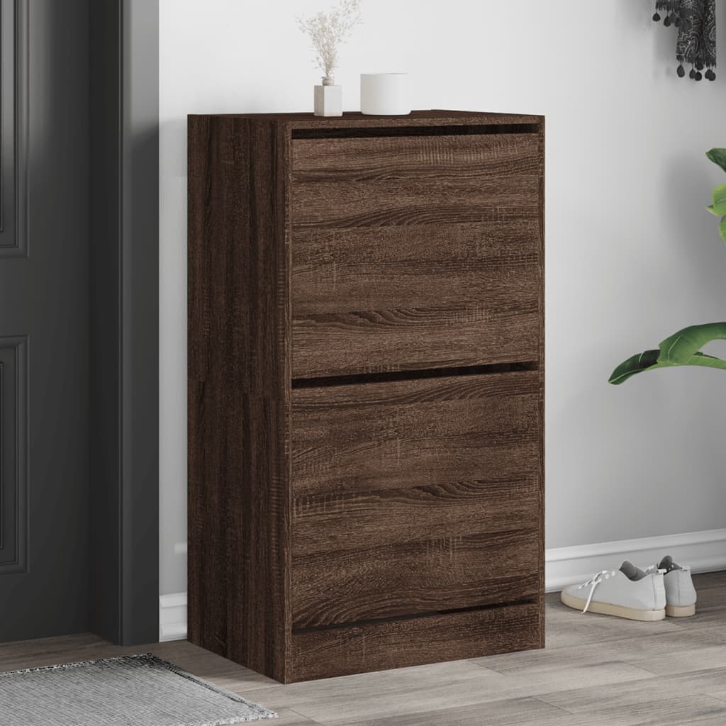 vidaXL Shoe Cabinet with 2 Flip-Drawers Brown Oak 60x42x108 cm 1
