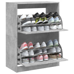vidaXL Shoe Cabinet with 2 Flip-Drawers Concrete Grey 80x42x108 cm 4