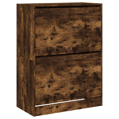vidaXL Shoe Cabinet with 2 Flip-Drawers Smoked Oak 80x42x108 cm 2
