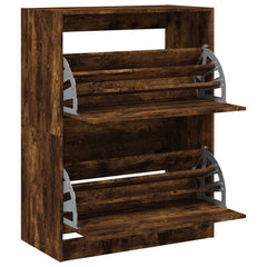 vidaXL Shoe Cabinet with 2 Flip-Drawers Smoked Oak 80x42x108 cm 5