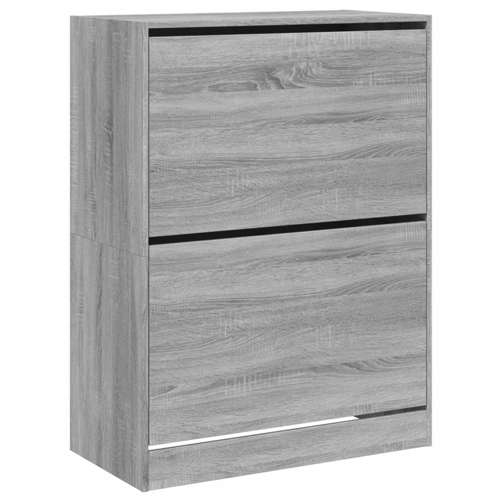 vidaXL Shoe Cabinet with 2 Flip-Drawers Grey Sonoma 80x42x108 cm 2