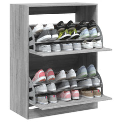 vidaXL Shoe Cabinet with 2 Flip-Drawers Grey Sonoma 80x42x108 cm 4