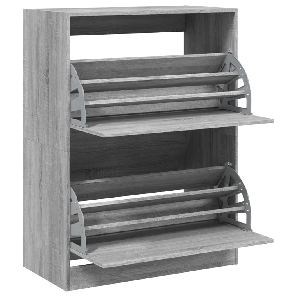vidaXL Shoe Cabinet with 2 Flip-Drawers Grey Sonoma 80x42x108 cm 5