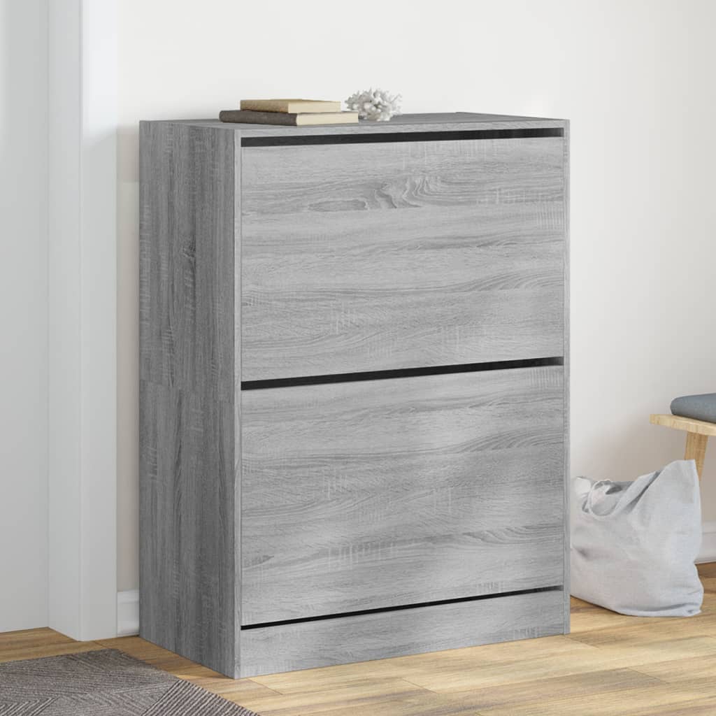 vidaXL Shoe Cabinet with 2 Flip-Drawers Grey Sonoma 80x42x108 cm 1