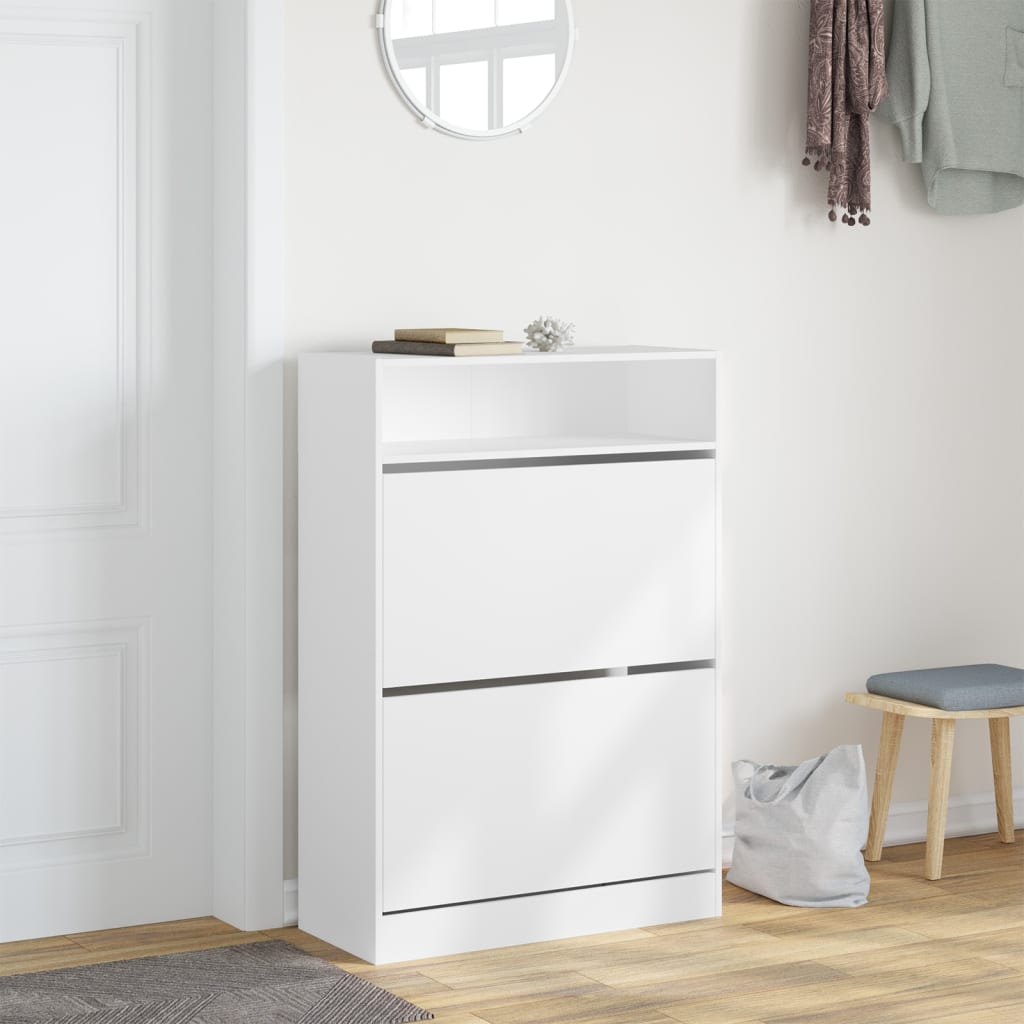 vidaXL Shoe Cabinet with 2 Flip-Drawers White 80x34x116 cm 3