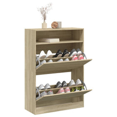vidaXL Shoe Cabinet with 2 Flip-Drawers Sonoma Oak 80x34x116 cm 4