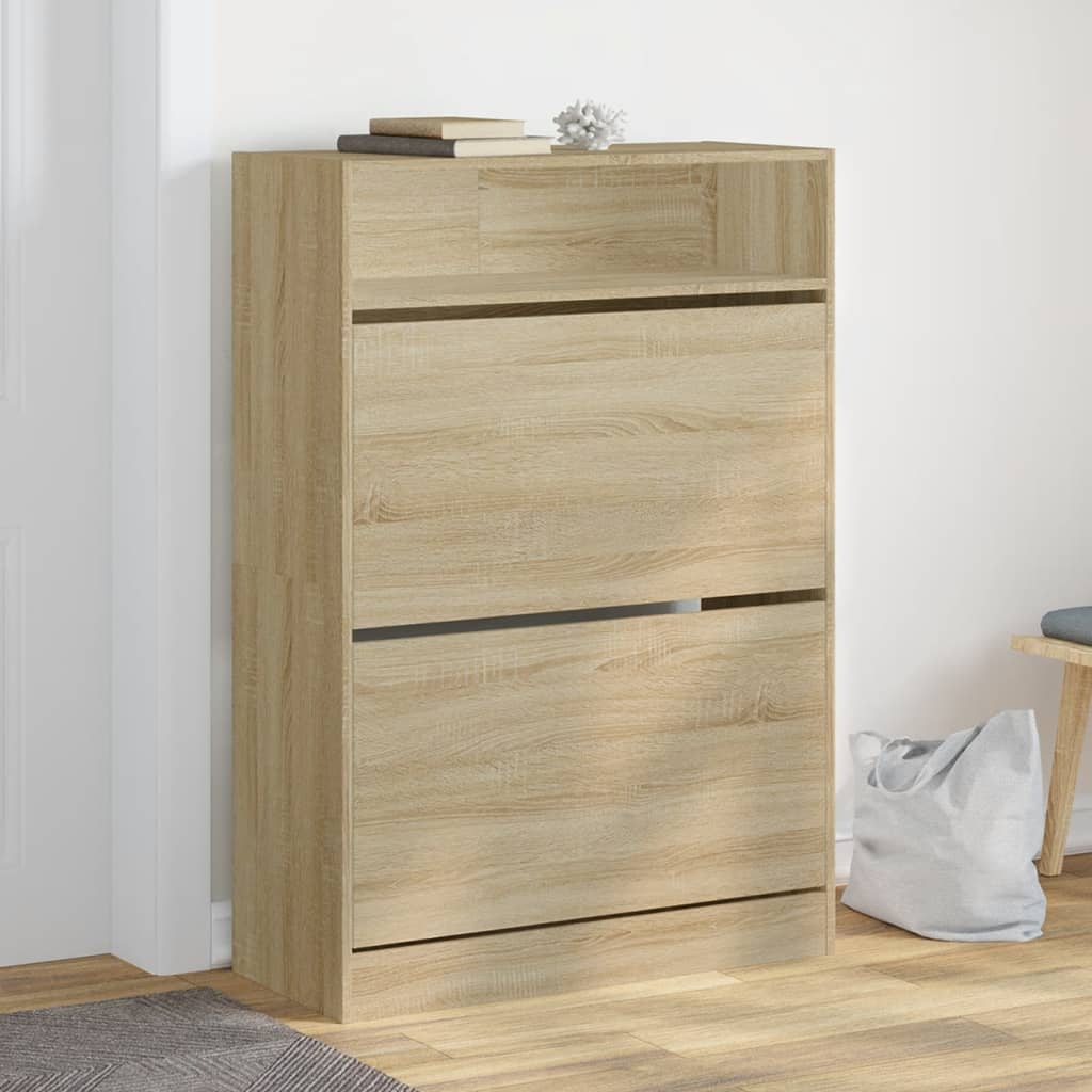 vidaXL Shoe Cabinet with 2 Flip-Drawers Sonoma Oak 80x34x116 cm 1