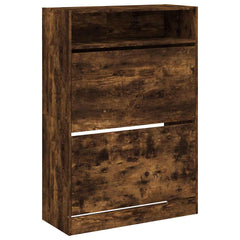 vidaXL Shoe Cabinet with 2 Flip-Drawers Smoked Oak 80x34x116 cm 2