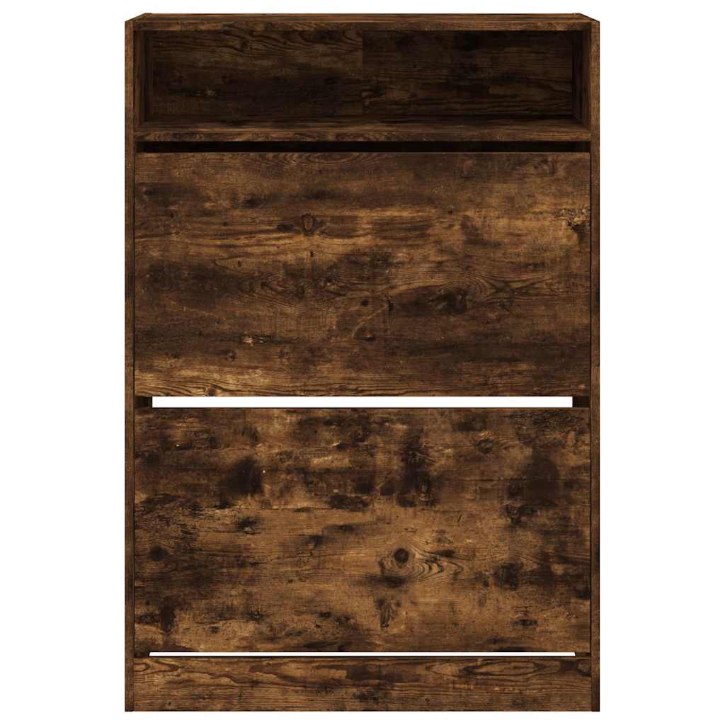 vidaXL Shoe Cabinet with 2 Flip-Drawers Smoked Oak 80x34x116 cm 6
