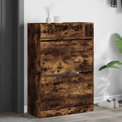 vidaXL Shoe Cabinet with 2 Flip-Drawers Smoked Oak 80x34x116 cm 1
