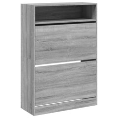 vidaXL Shoe Cabinet with 2 Flip-Drawers Grey Sonoma 80x34x116 cm 2