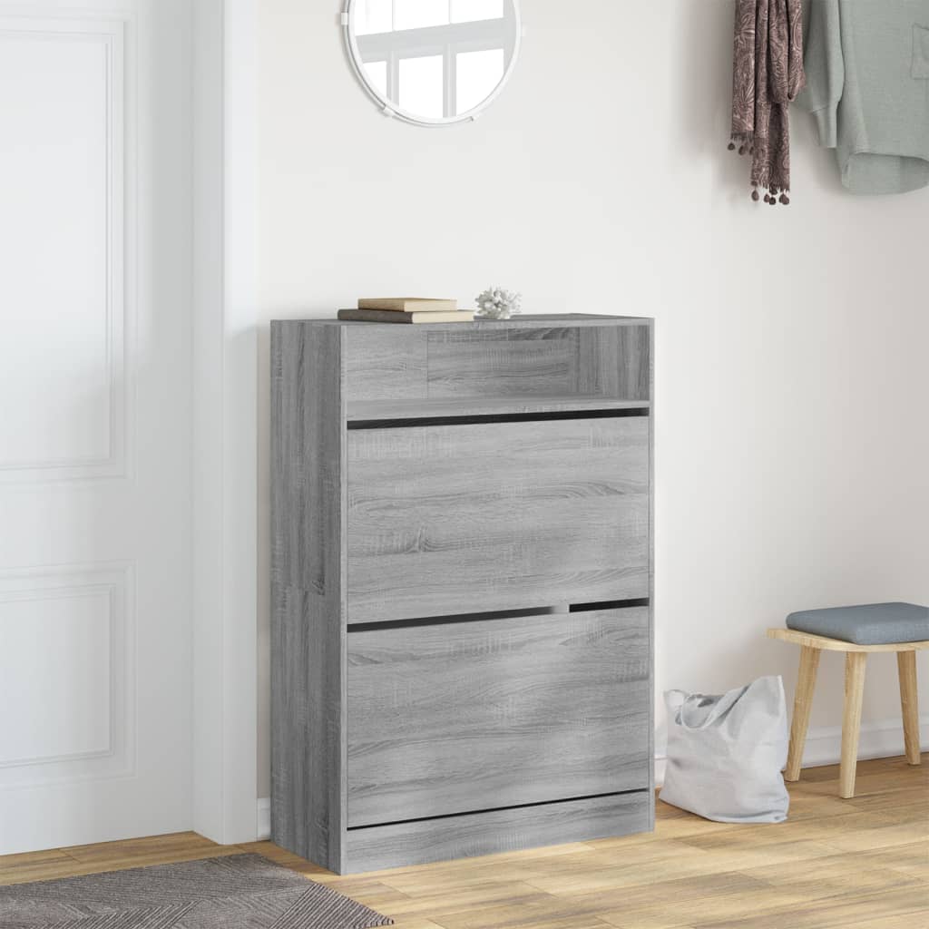 vidaXL Shoe Cabinet with 2 Flip-Drawers Grey Sonoma 80x34x116 cm 3