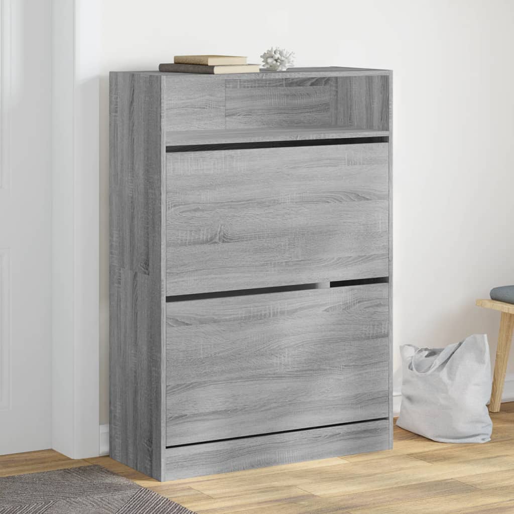 vidaXL Shoe Cabinet with 2 Flip-Drawers Grey Sonoma 80x34x116 cm 1