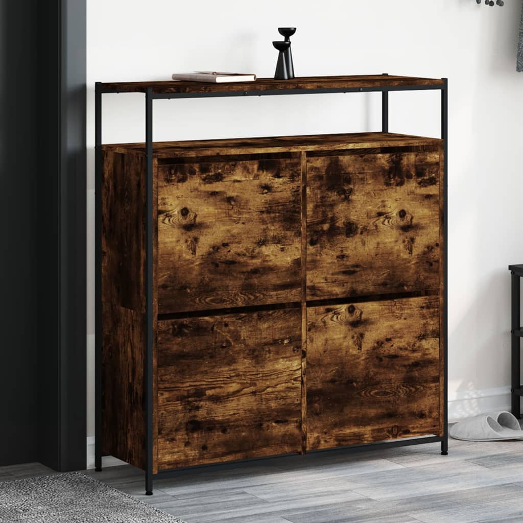 vidaXL Shoe Cabinet Smoked Oak 2 pairs per drawer 1