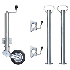 vidaXL Trailer Jack Wheel 60mm with 2 Support Tubes and 2 Split Clamps 1