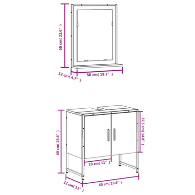 Juego de gabinetes de baño de 2 piezas de madera de ingeniería negra