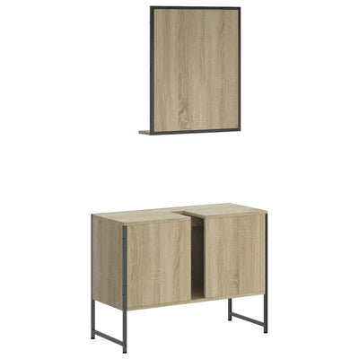 2 Piece Bathroom Cabinet Set Sonoma Oak Engineered Wood