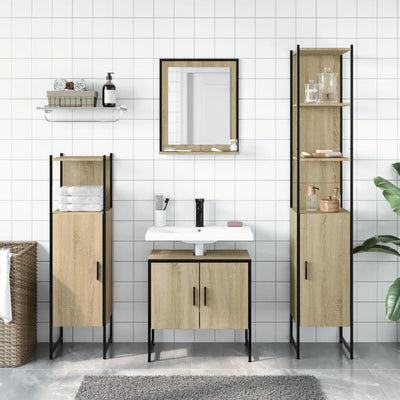 4 Piece Bathroom Cabinet Set Sonoma Oak Engineered Wood