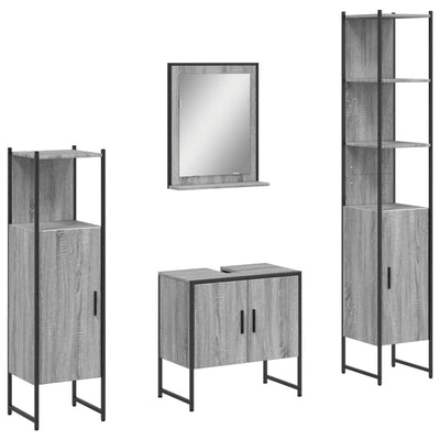 4 Piece Bathroom Cabinet Set Grey Sonoma Engineered Wood