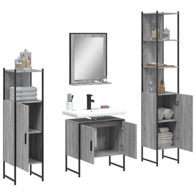 4 Piece Bathroom Cabinet Set Grey Sonoma Engineered Wood